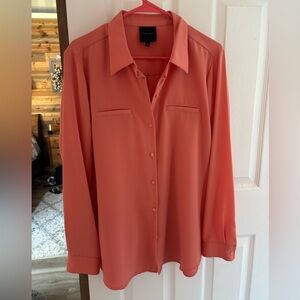 Coral Button-Up Blouse